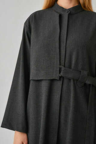 Long Hidden-Button Tunic Anthracite - 11
