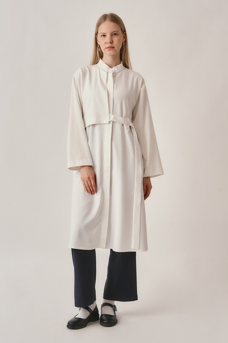 Long Hidden-Button Tunic Ecru