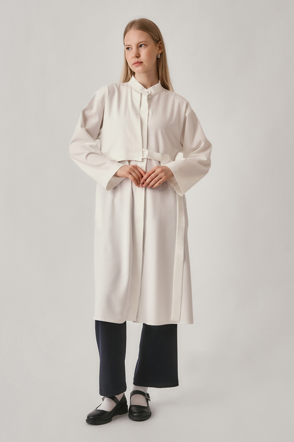 Long Hidden-Button Tunic Ecru - 3