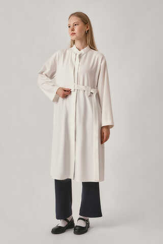 Long Hidden-Button Tunic Ecru - 6