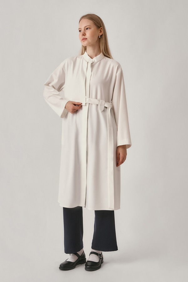 Long Hidden-Button Tunic Ecru - 6