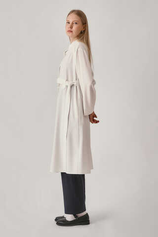 Long Hidden-Button Tunic Ecru - 8