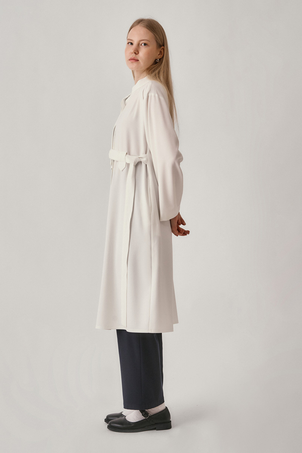 Long Hidden-Button Tunic Ecru - 8