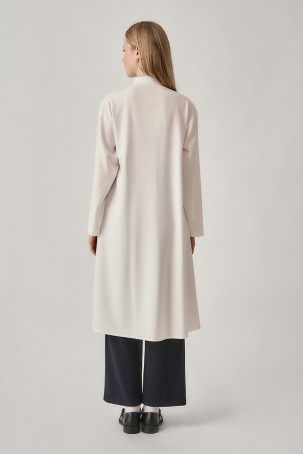 Long Hidden-Button Tunic Ecru - 9