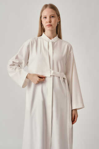 Long Hidden-Button Tunic Ecru - 2