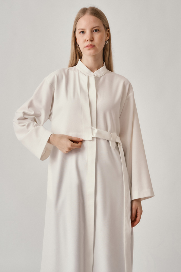 Long Hidden-Button Tunic Ecru - 2