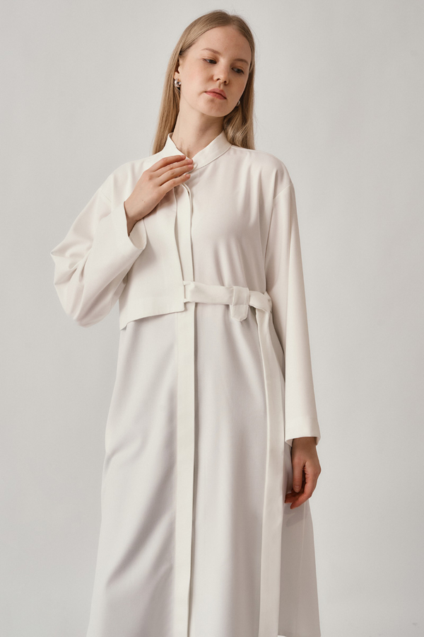 Long Hidden-Button Tunic Ecru - 4