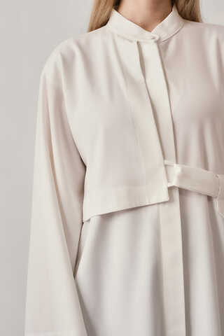 Long Hidden-Button Tunic Ecru - 5