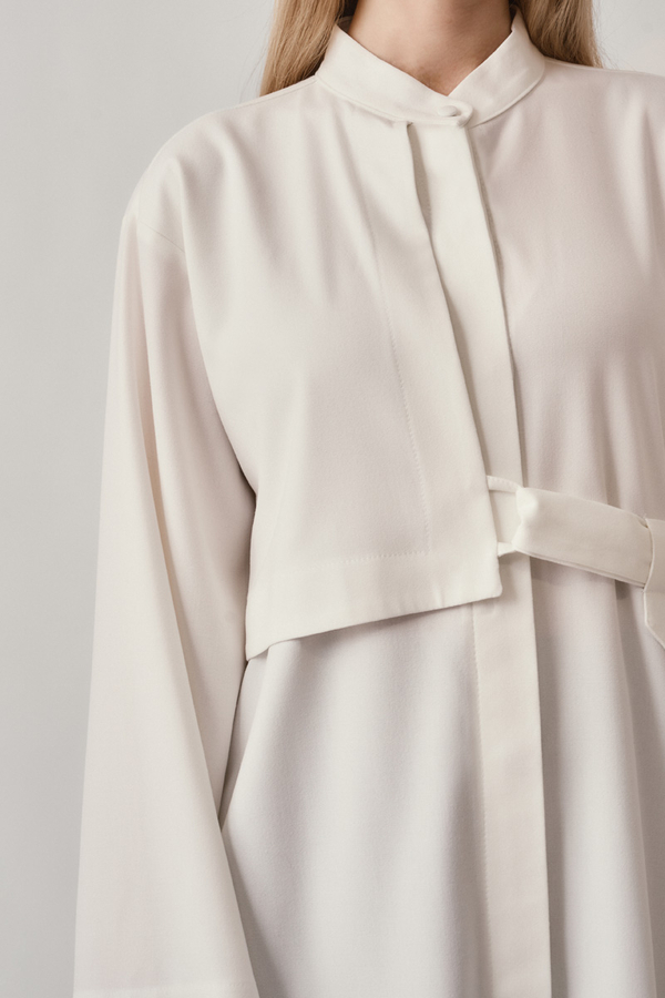 Long Hidden-Button Tunic Ecru - 5