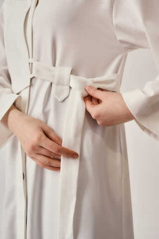 Long Hidden-Button Tunic Ecru - 7