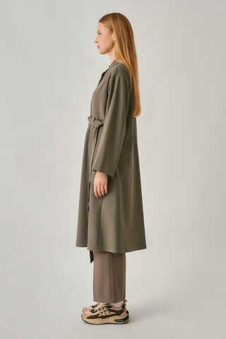 Long Hidden-Button Tunic Khaki - 6