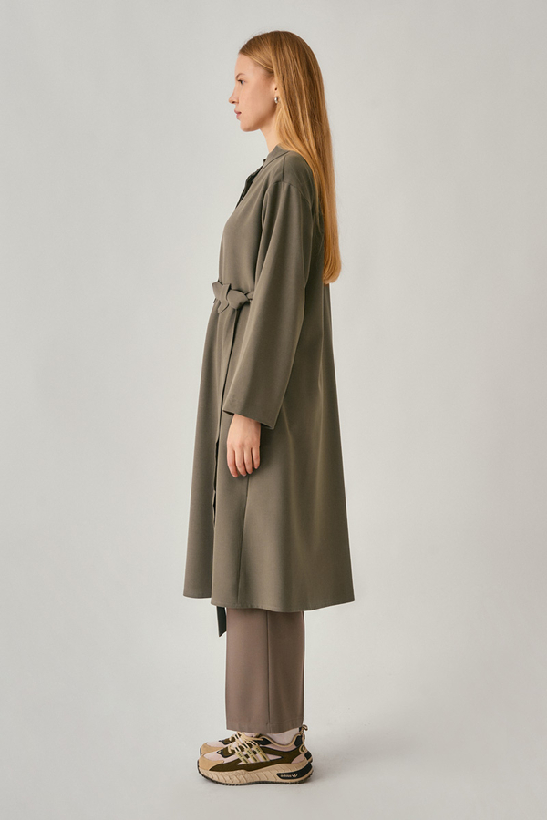 Long Hidden-Button Tunic Khaki - 6