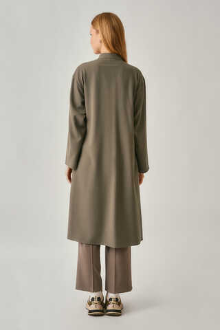 Long Hidden-Button Tunic Khaki - 10
