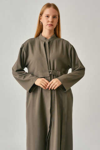 Long Hidden-Button Tunic Khaki - 2