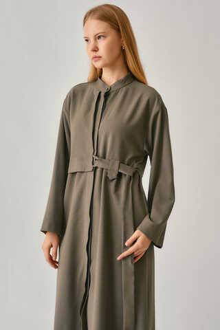 Long Hidden-Button Tunic Khaki - 7