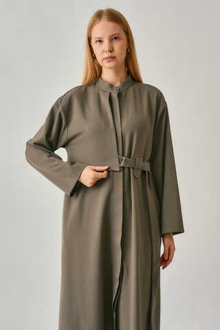 Long Hidden-Button Tunic Khaki - 4