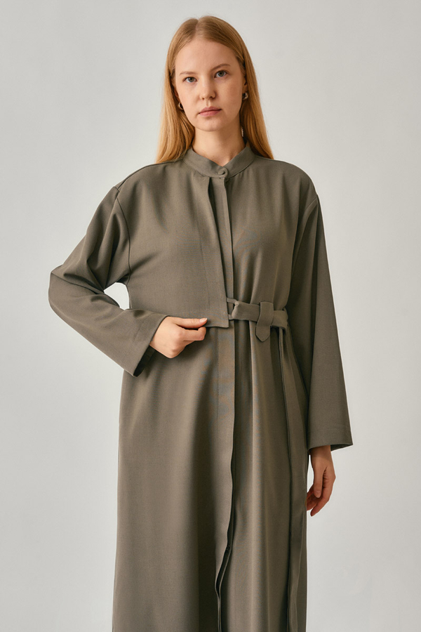 Long Hidden-Button Tunic Khaki - 4