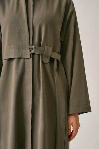 Long Hidden-Button Tunic Khaki - 8