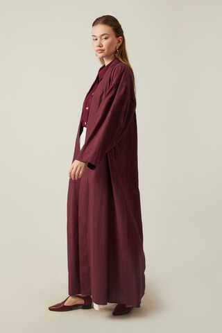 Long Linen Kimono Burgundy - 2