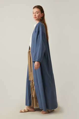 Long Linen Kimono Indigo - 6