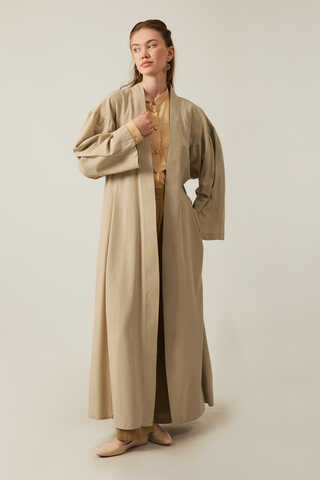Long Linen Kimono Stone - 3