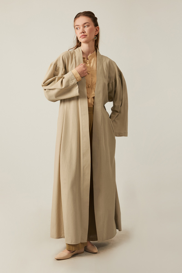 Long Linen Kimono Stone - 3