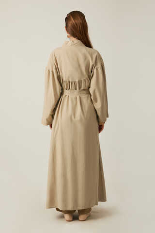 Long Linen Kimono Stone - 11