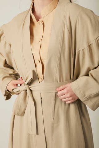 Long Linen Kimono Stone - 12
