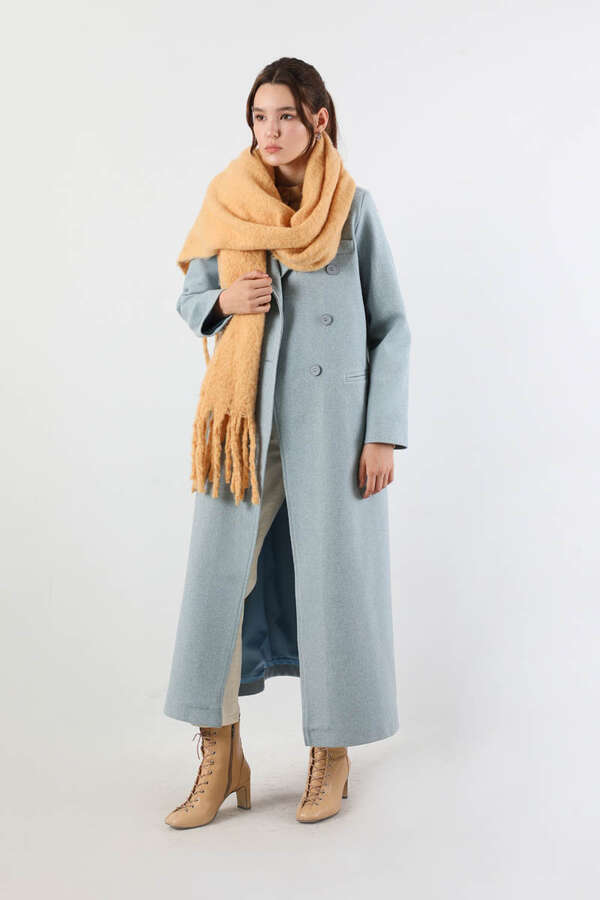 Long Oversize Cachet Coat Baby Blue - 1