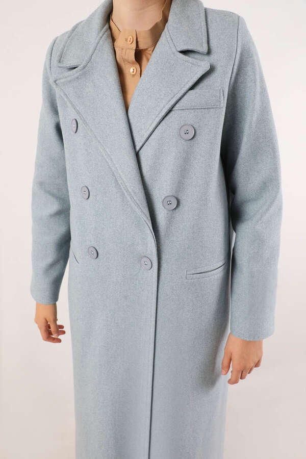 Long Oversize Cachet Coat Baby Blue - 4