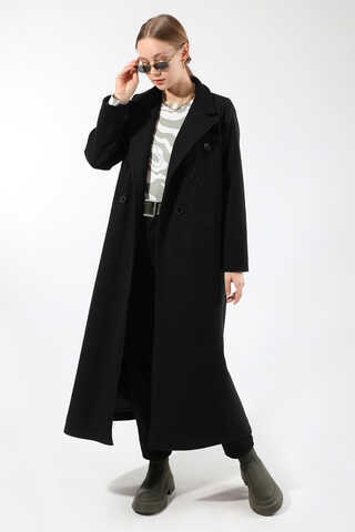 Long Oversize Cachet Coat Black - 1