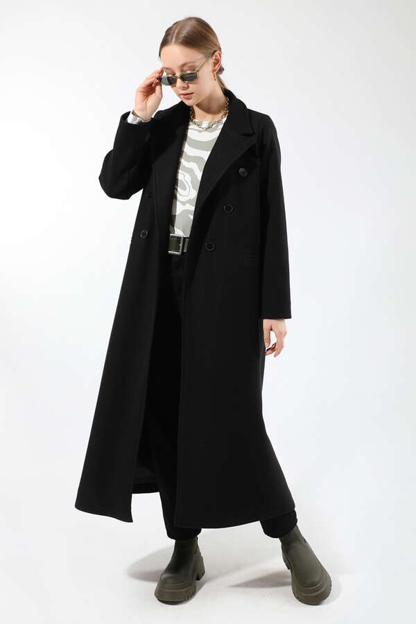 Long Oversize Cachet Coat Black - 1