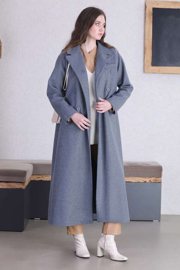 Long Oversize Cachet Coat Blue - 3