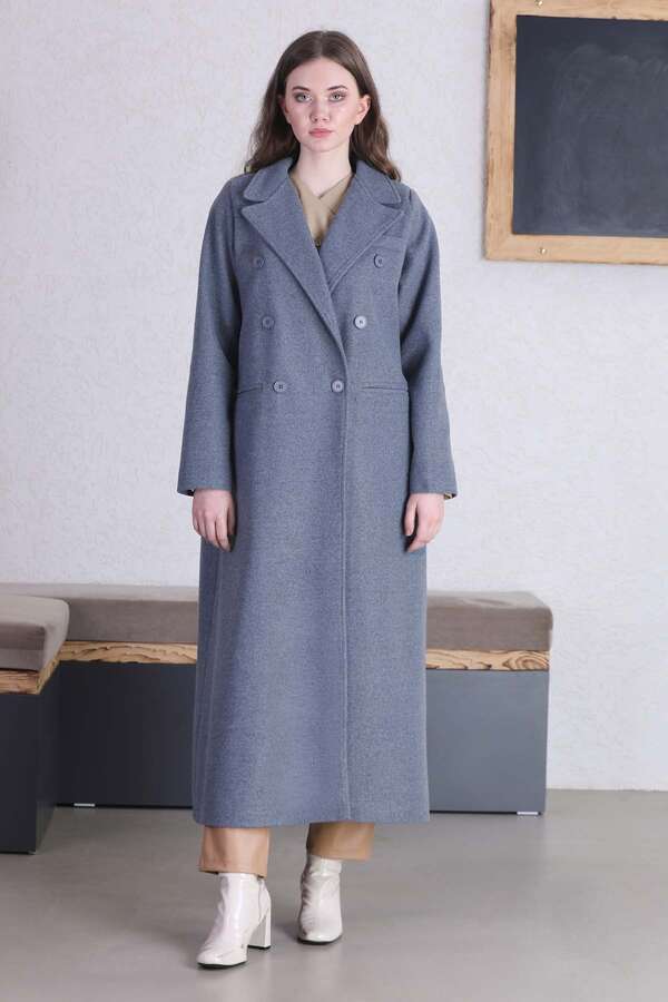 Long Oversize Cachet Coat Blue - 2