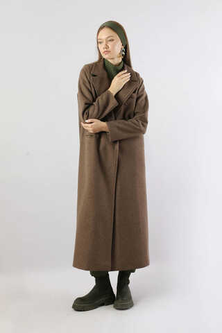 Long Oversize Cachet Coat Brown - 1