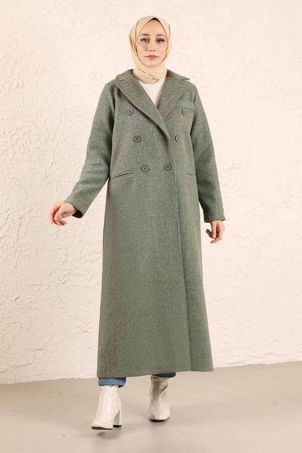 Long Oversize Cachet Coat Çağla Green - 1