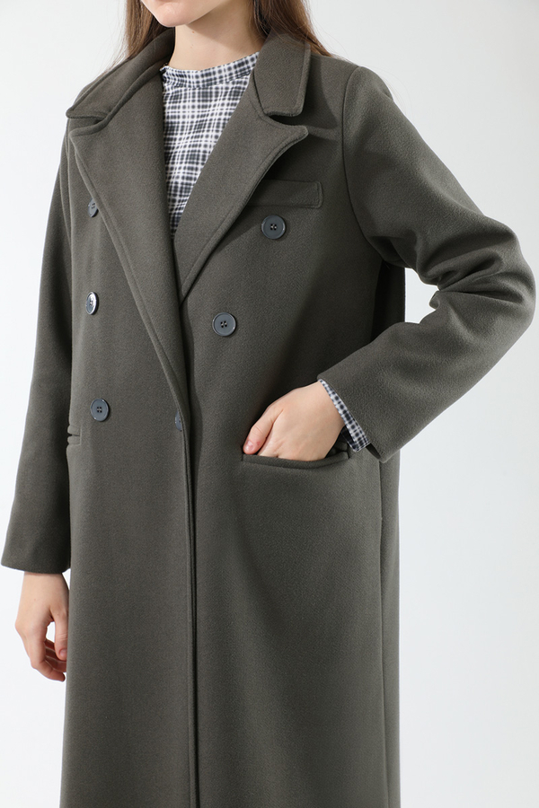 Long Oversize Cachet Coat Dark Grey - 4