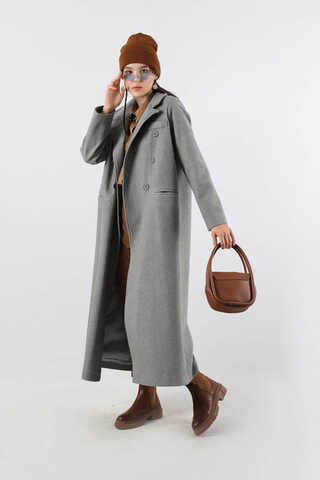 Long Oversize Cachet Coat Grey - 1