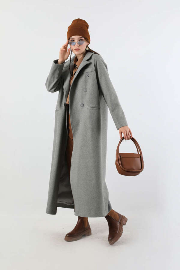 Long Oversize Cachet Coat Grey - 1