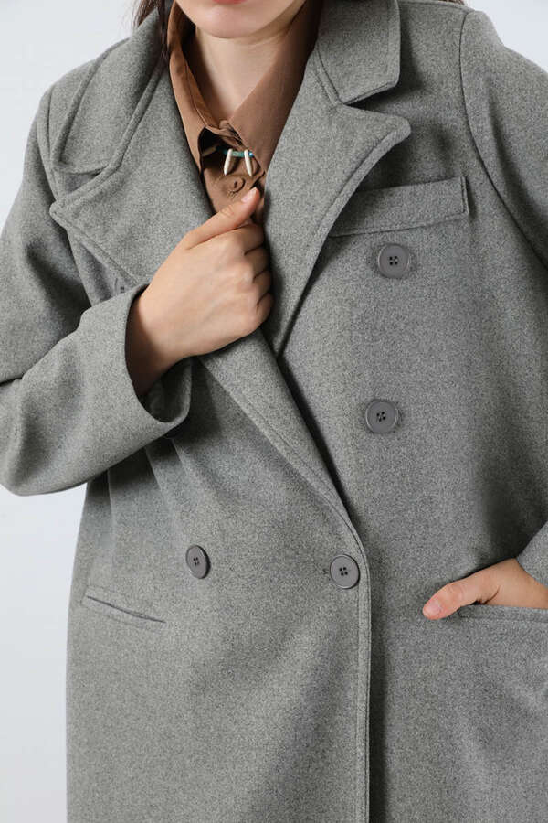 Long Oversize Cachet Coat Grey - 4