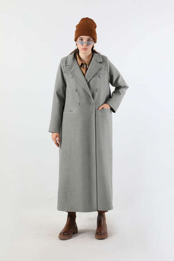 Long Oversize Cachet Coat Grey - 5