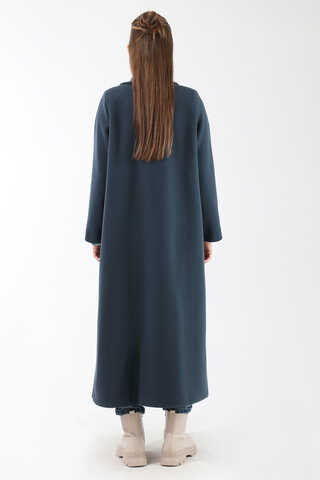 Long Oversize Cachet Coat İndigo - 6