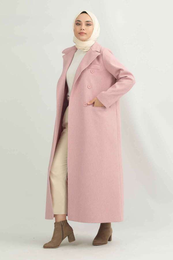 Long Oversize Cachet Coat Pink - 3