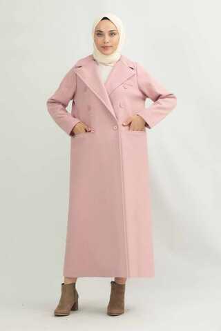 Long Oversize Cachet Coat Pink - 1