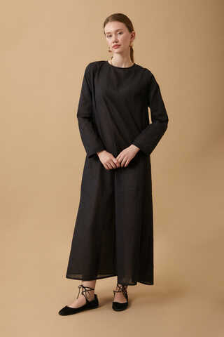 Long Sleeve Long Length Voile Slip Black - 6