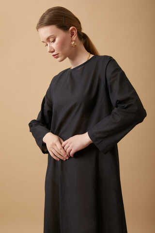 Long Sleeve Long Length Voile Slip Black - 2