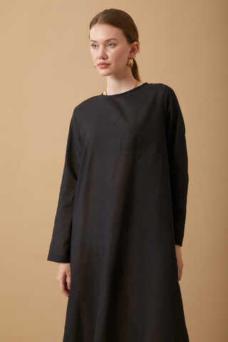 Long Sleeve Long Length Voile Slip Black - 3