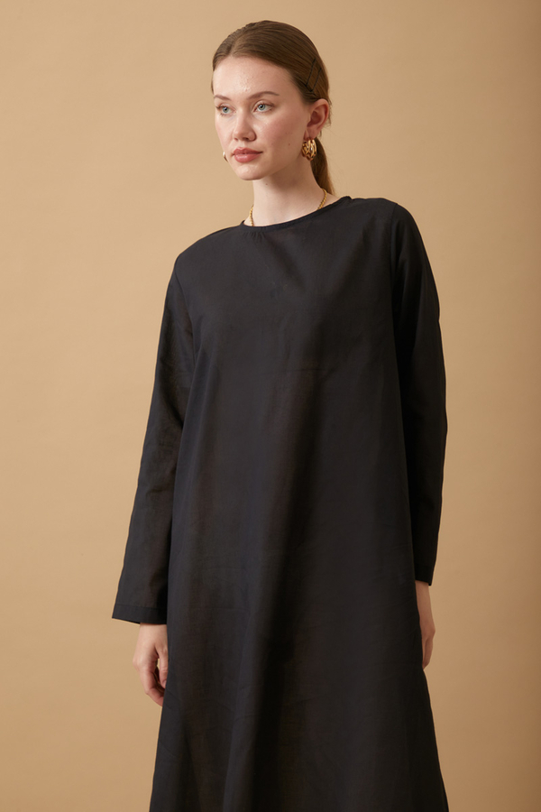 Long Sleeve Long Length Voile Slip Black - 3