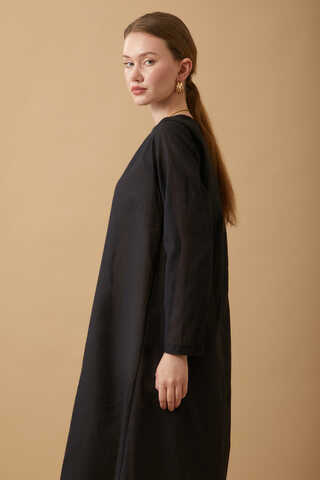 Long Sleeve Long Length Voile Slip Black - 4