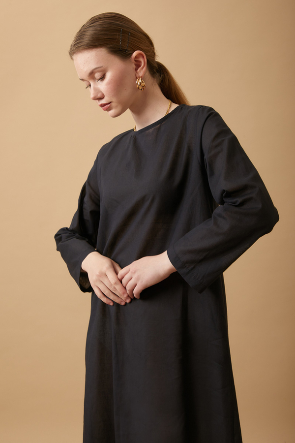 Long Sleeve Long Length Voile Slip Black - 2